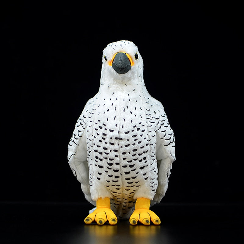 Brinquedo de pelúcia macio de pelúcia de pássaro gyrfalcon branco realista