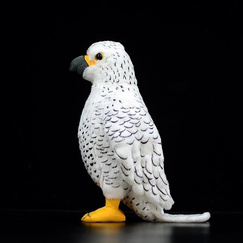 Brinquedo de pelúcia macio de pelúcia de pássaro gyrfalcon branco realista