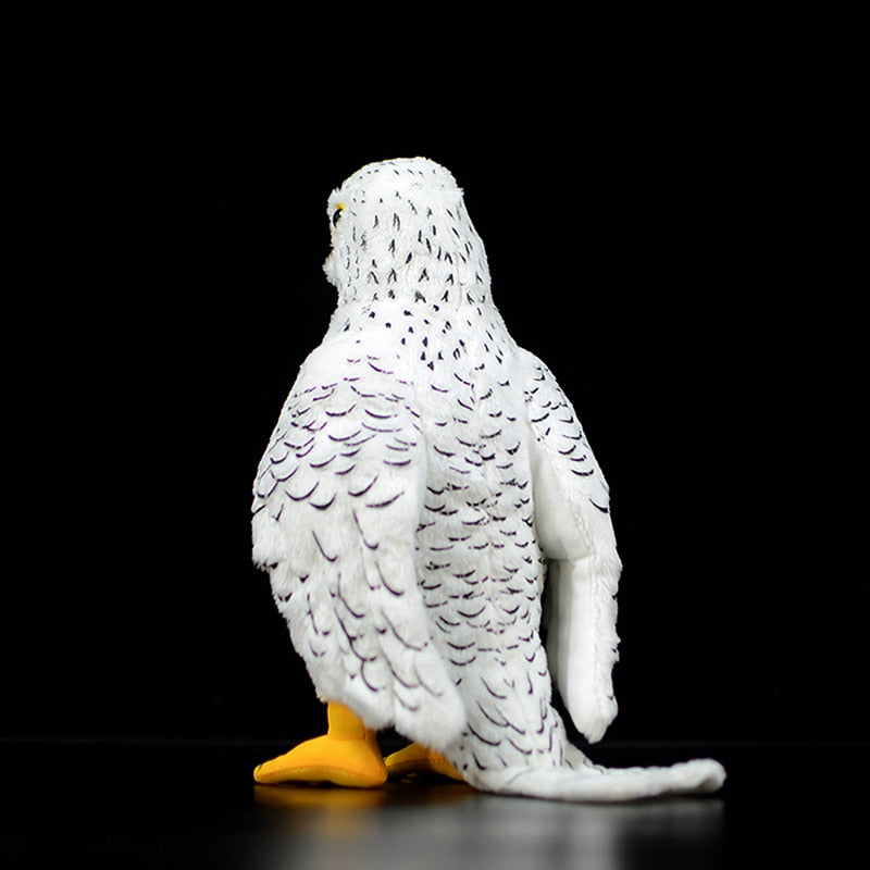 Brinquedo de pelúcia macio de pelúcia de pássaro gyrfalcon branco realista