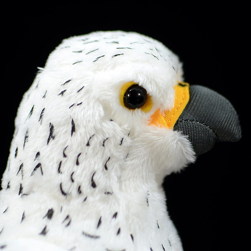 Brinquedo de pelúcia macio de pelúcia de pássaro gyrfalcon branco realista