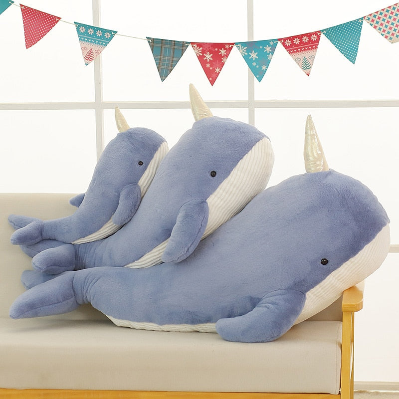 Big Narwhal Whale Soft Stuffed Plush Pillow Toy