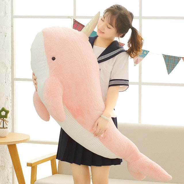 Big Narwhal Whale Soft Stuffed Plush Pillow Toy
